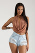 Will Never Let You Down Halter Neck Draped Top - Brown -  KNOWSTYLE - EDGE - EDGEONLINESTORE